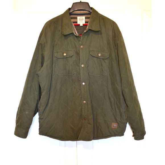 Field & Stream Vintage Jacket Mens XXL Green Quilted Blanket Lined Front Snaps - Picture 1 of 16